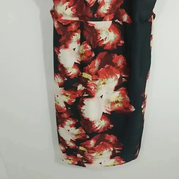 {Lulu's} Adelyne Rae Front Rose Seats Black and Red Floral Print Midi Dress - Picture 8 of 17